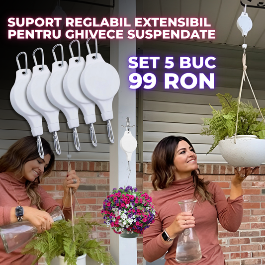 Set 5 Suport reglabil extensibil pentru ghivece suspendate