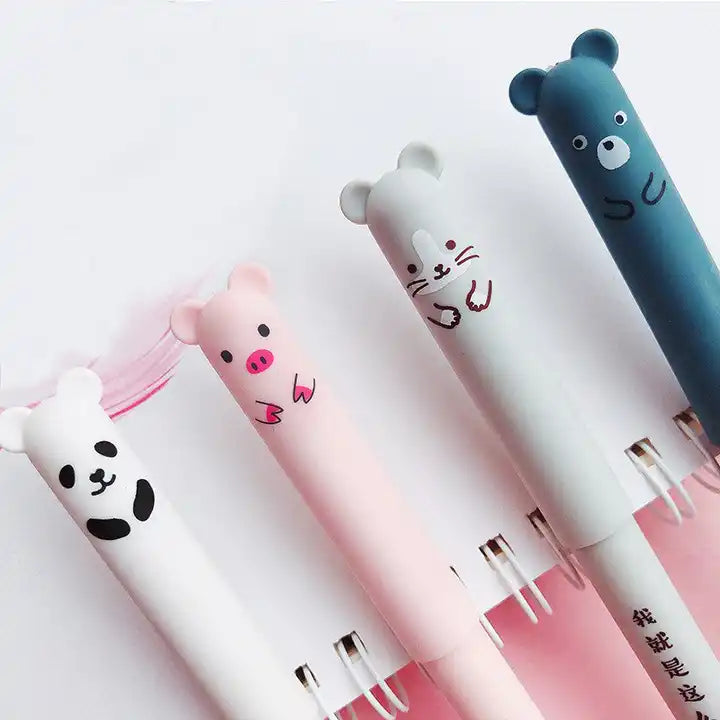 Set 4 Pixuri cu Cerneală Care Se Șterge - Model Animaluțe cu Urechiușe