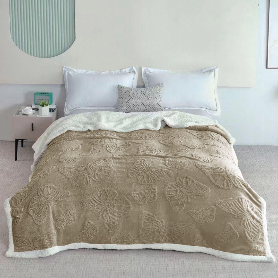 Pătură COCOLINO Butterfly Groasă din Imitație de Cașmir - Moale și Călduroasă (200 cm x 230 cm)
