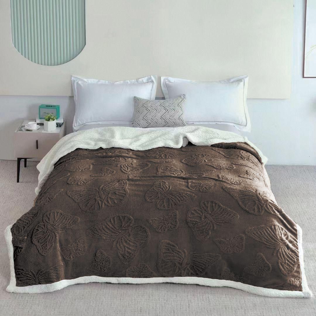 Pătură COCOLINO Butterfly Groasă din Imitație de Cașmir - Moale și Călduroasă (200 cm x 230 cm)