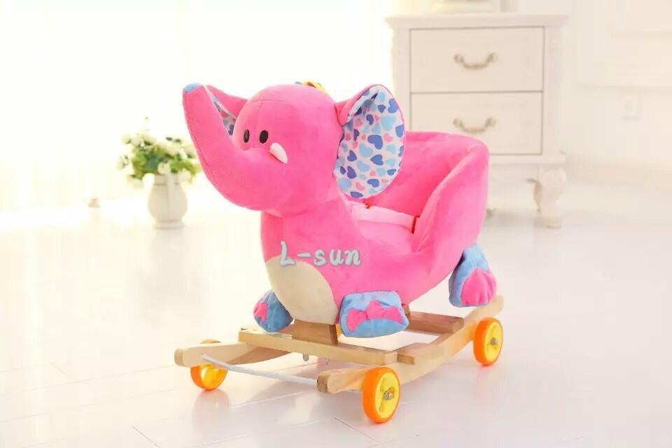 Balansoar Pentru Copii, Model Elefant Roz, cu Centură de Siguranță