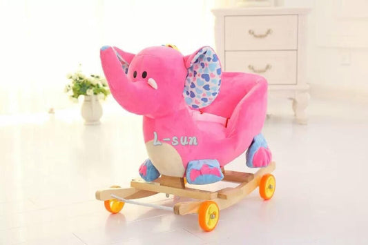 Balansoar Pentru Copii, Model Elefant Roz, cu Centură de Siguranță
