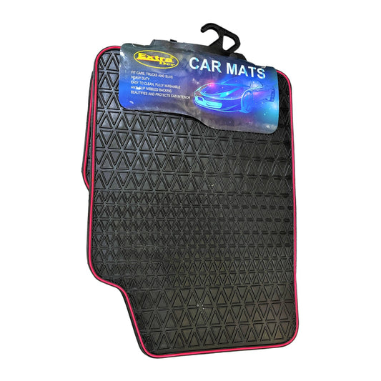 Covorase Auto Universale, din cauciuc sintetic moale, culoare Neagra cu dunga Rosie-0