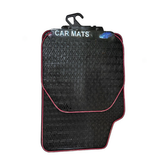 Covorase Auto Universale, din cauciuc sintetic moale, culoare Neagra cu dunga Rosie-1