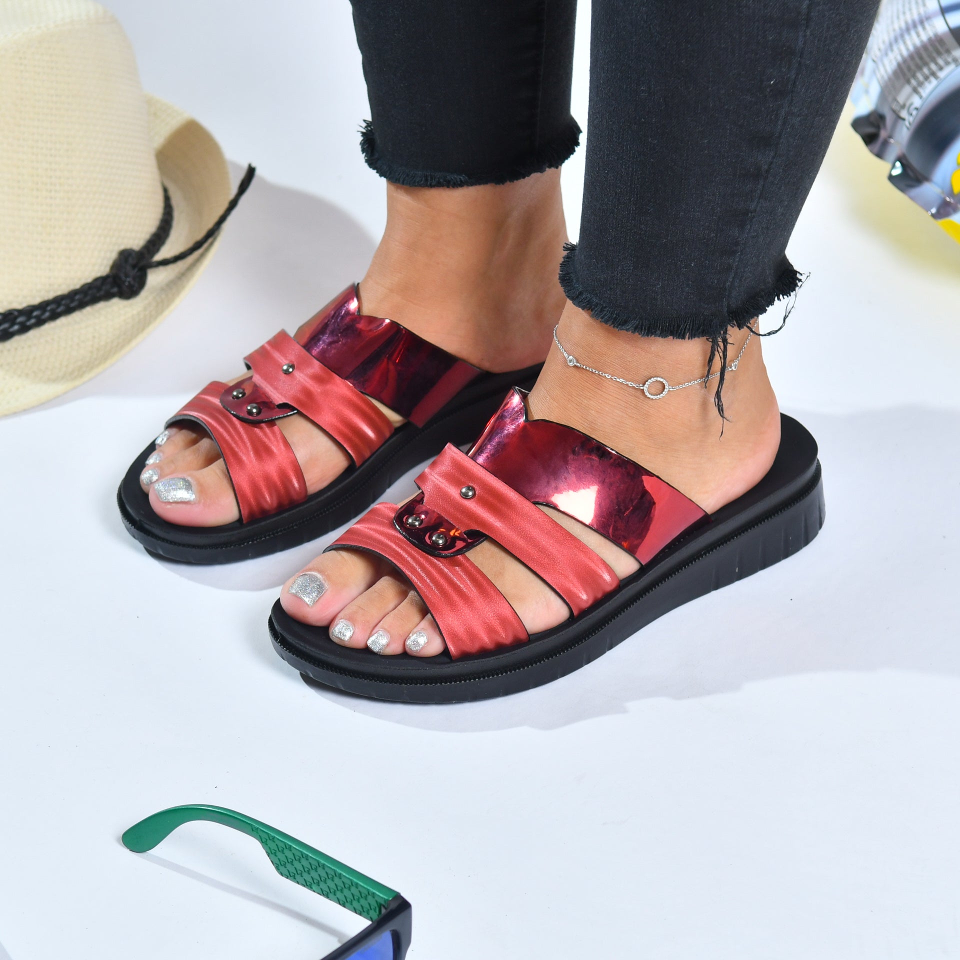 Sandale fara toc din piele ecologica dama S39