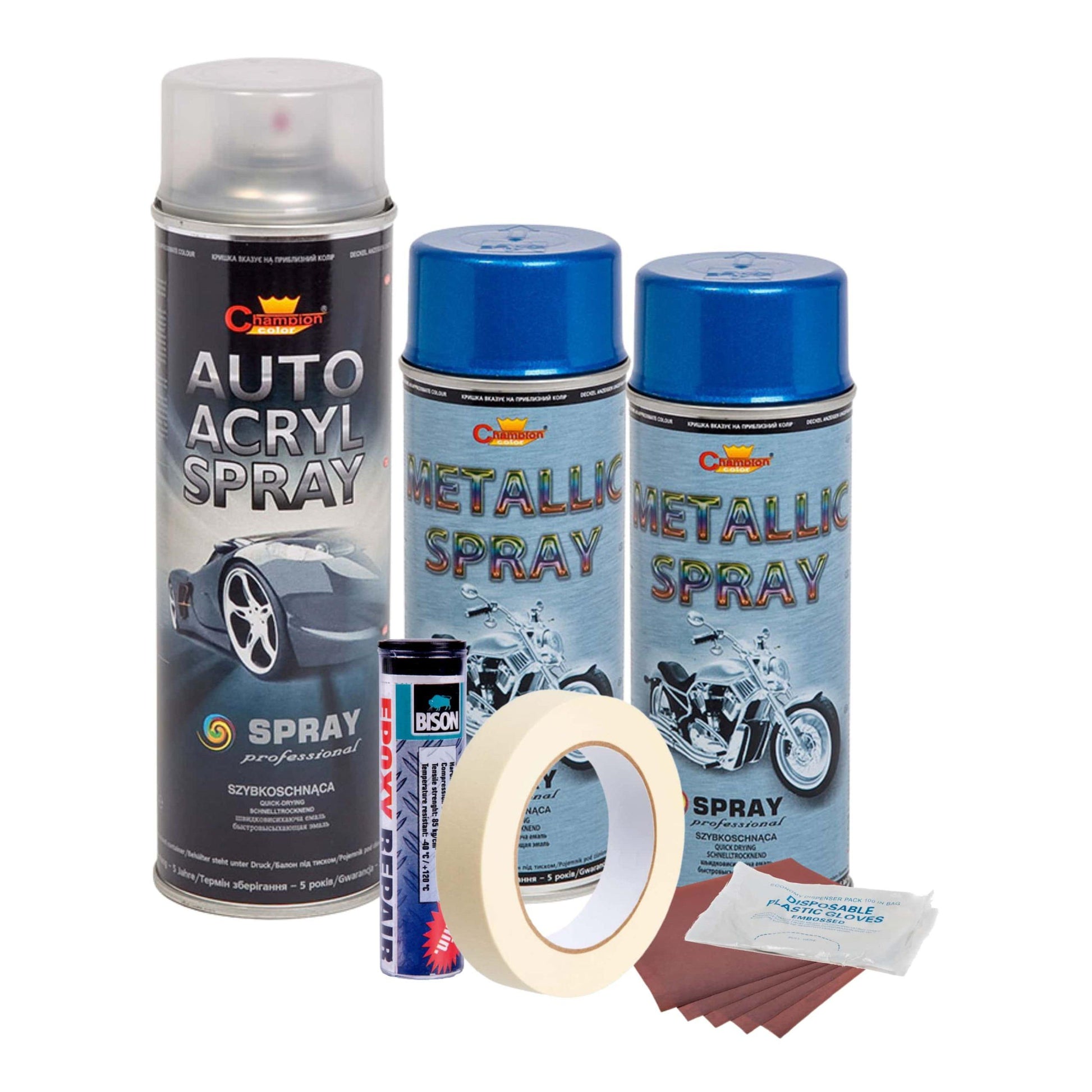 Kit complet reparatie si vopsire jante culoare Albastru Metalizat, V2-0
