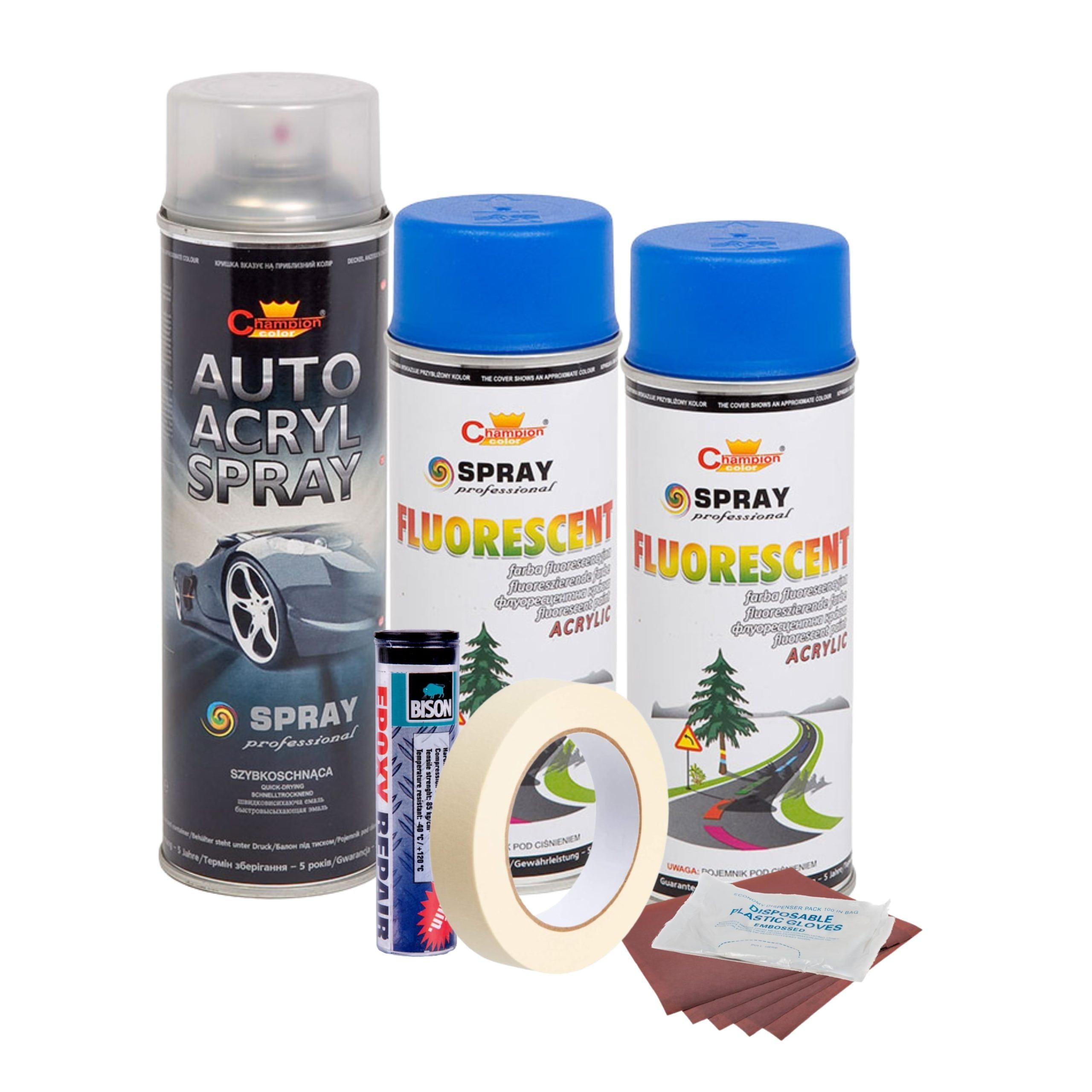 Kit complet reparatie si vopsire jante culoare Albastru Fluorescent, V2-0