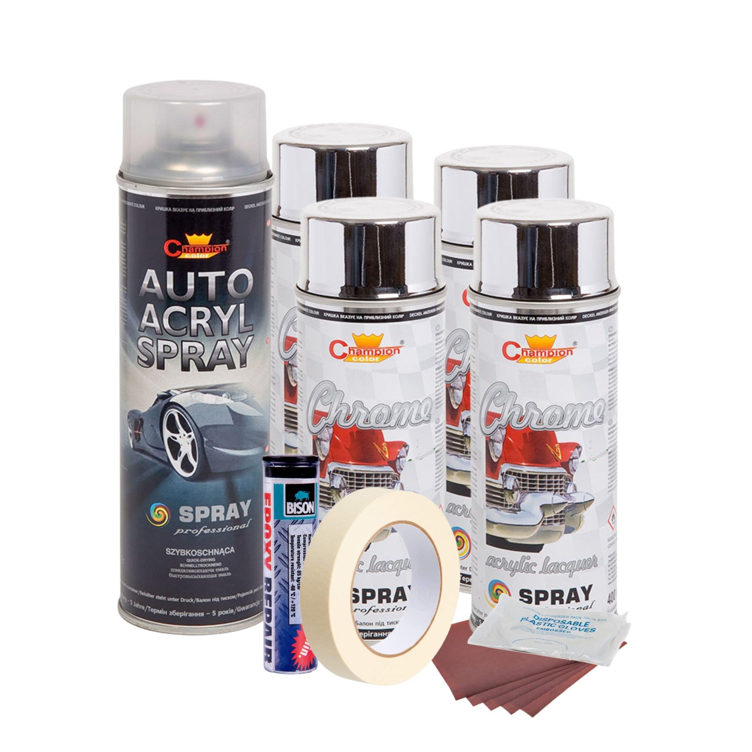 Kit complet reparatie si vopsire jante culoare Crom Metalic, V4-0