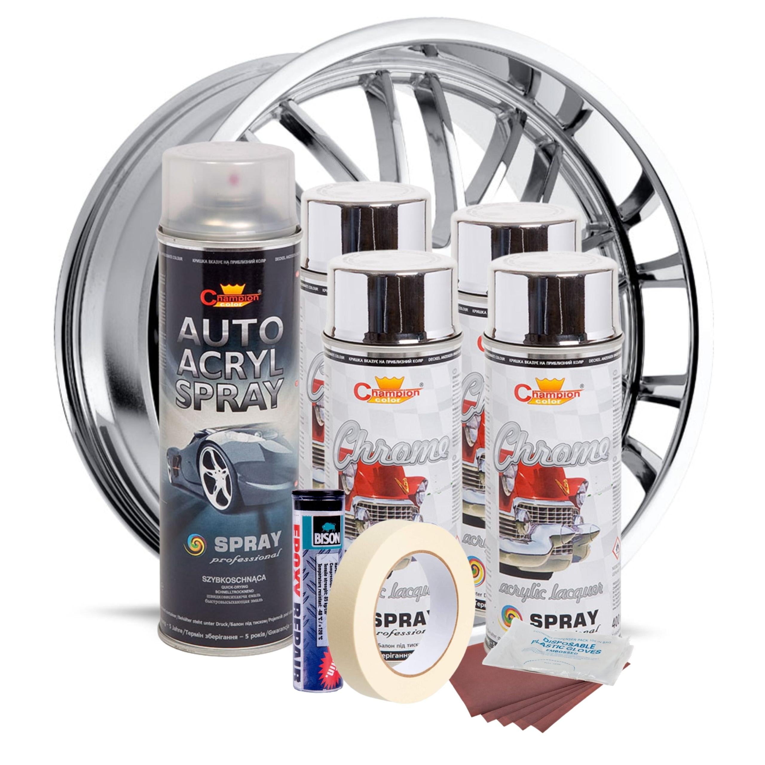 Kit complet reparatie si vopsire jante culoare Crom Metalic, V4-1
