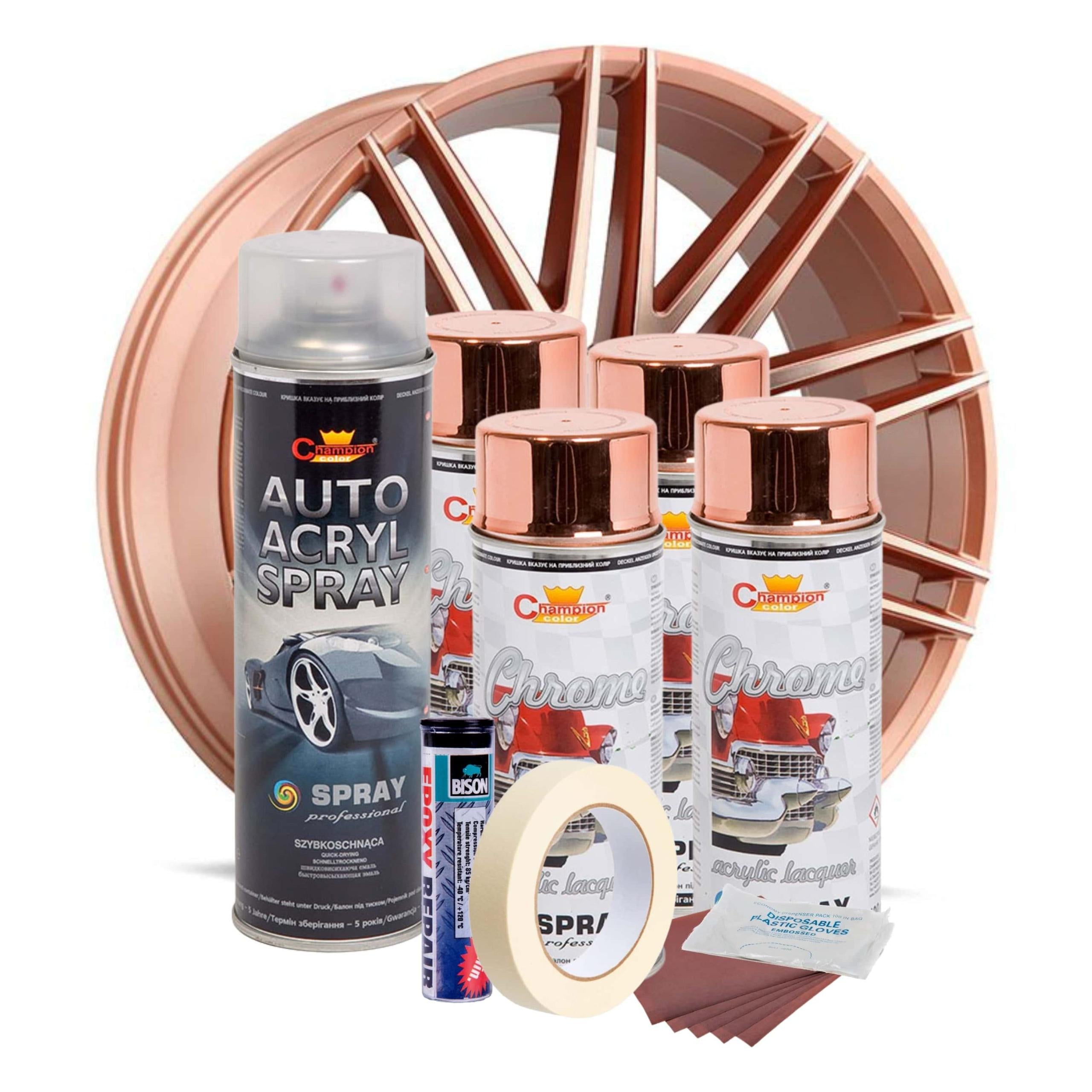 Kit complet reparatie si vopsire jante culoare Cupru Metalic, V4-1