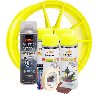 Kit complet reparatie si vopsire jante culoare Galben Fluorescent, V4-1