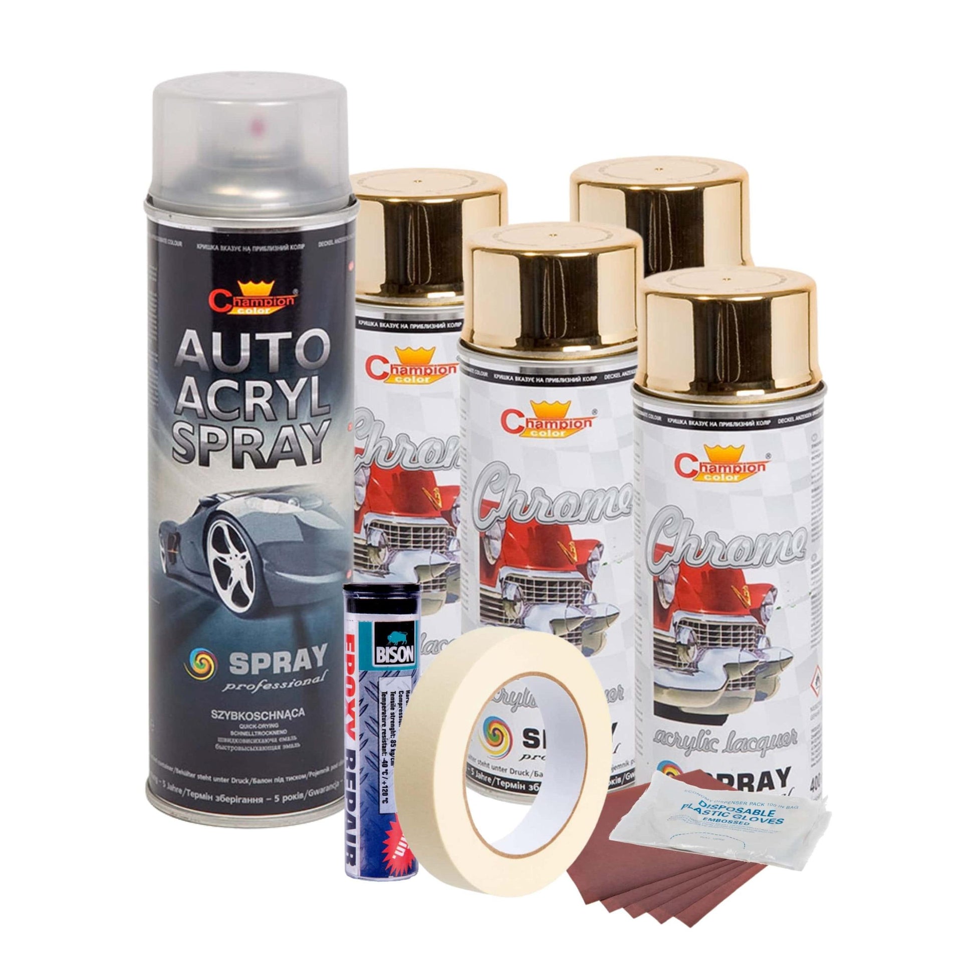 Kit complet reparatie si vopsire jante culoare Auriu Metalic, V4-0
