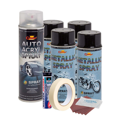 Kit complet reparatie si vopsire jante culoare Negru Metalizat, V4-0