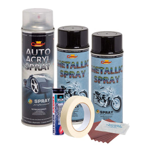 Kit complet reparatie si vopsire jante culoare Negru Metalizat, V2-0