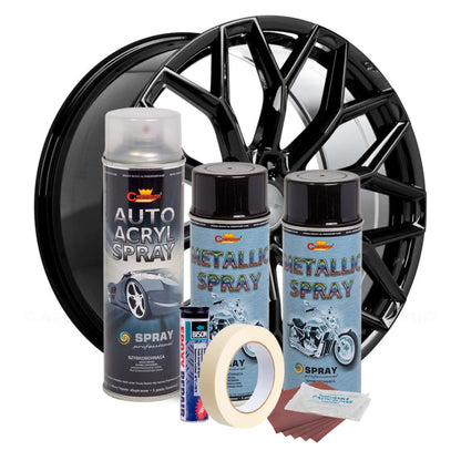 Kit complet reparatie si vopsire jante culoare Negru Metalizat, V2-1