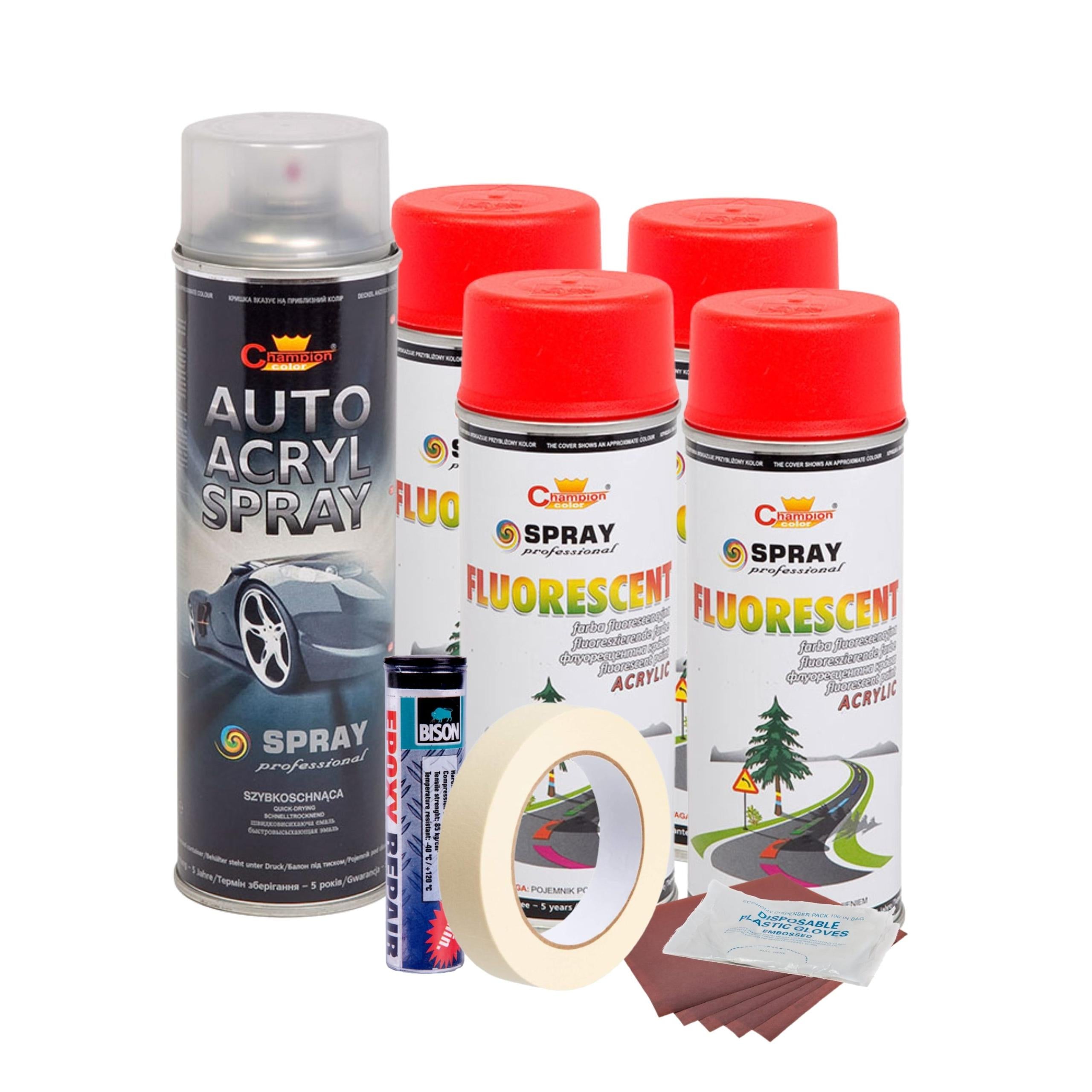 Kit complet reparatie si vopsire jante culoare Rosu Fluorescent, V4-0