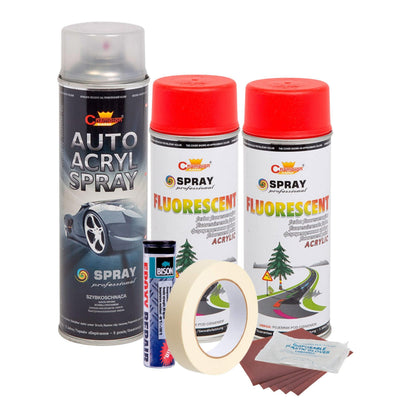 Kit complet reparatie si vopsire jante culoare Rosu Fluorescent, V2-0