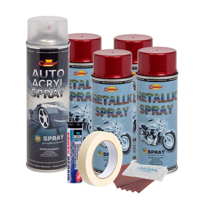 Kit complet reparatie si vopsire jante culoare Rosu Burgundy Metalizat, V4-0