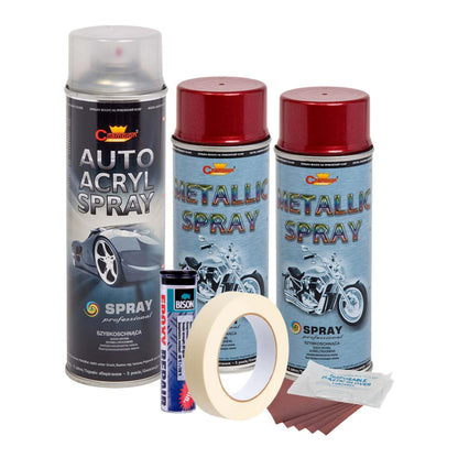 Kit complet reparatie si vopsire jante culoare Rosu Burgundy Metalizat, V2-0