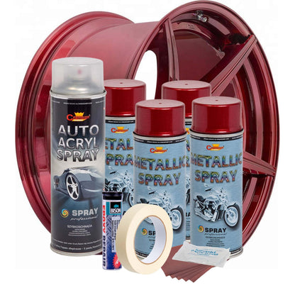 Kit complet reparatie si vopsire jante culoare Rosu Burgundy Metalizat, V4-1