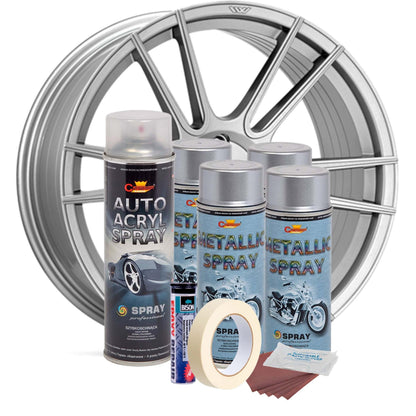 Kit complet reparatie si vopsire jante culoare Argintiu Metalizat, V4-1