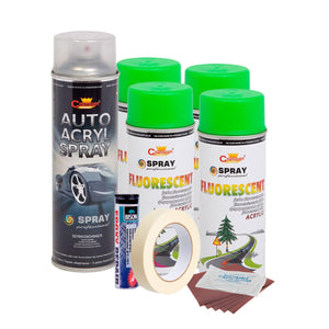 Kit complet reparatie si vopsire jante culoare Verde Fluorescent, V4-0