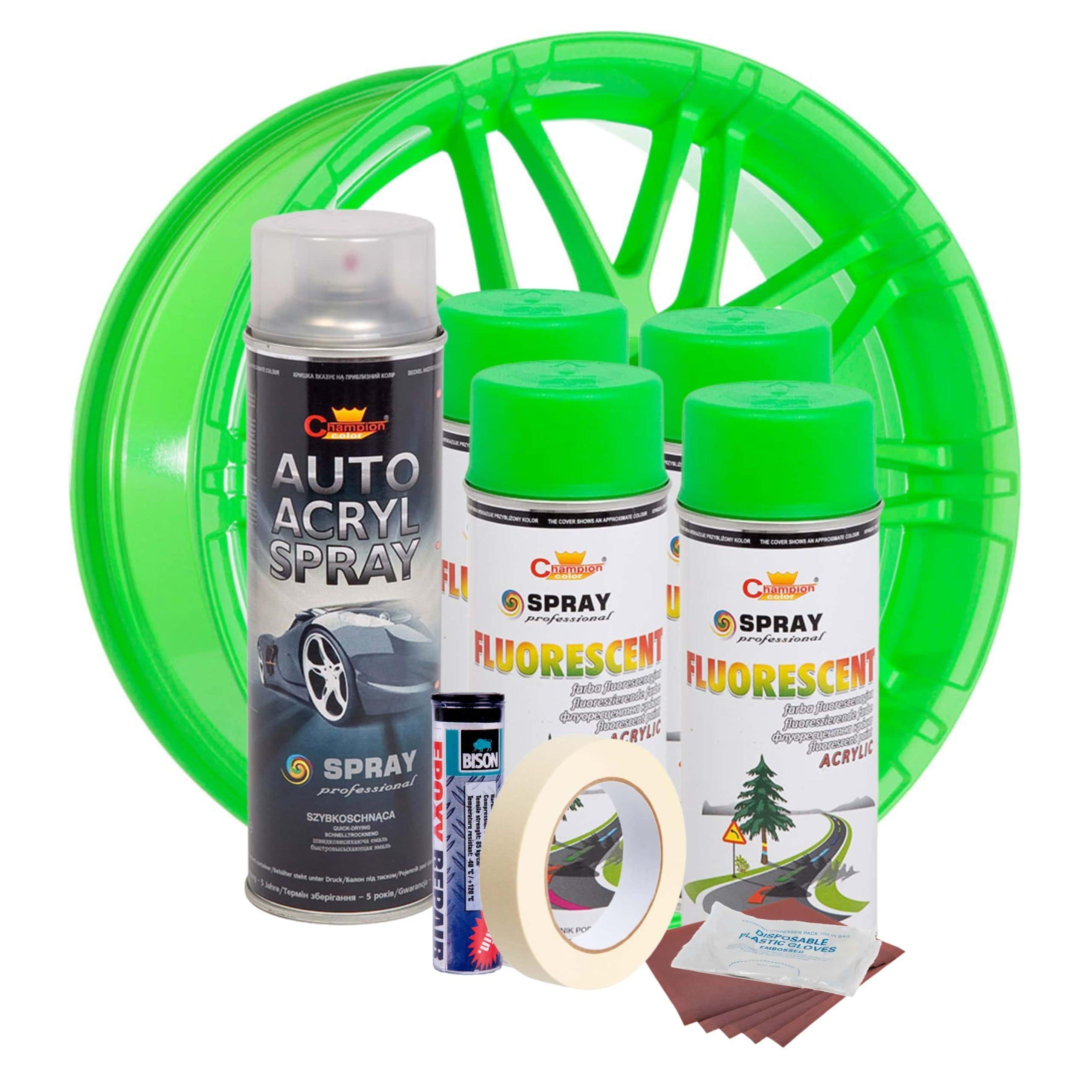 Kit complet reparatie si vopsire jante culoare Verde Fluorescent, V4-1