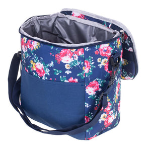 Geanta termoizolanta pentru picnic sau plaja, capacitate 11l, culoare Albastra cu flori-0