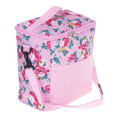 Geanta termoizolanta pentru picnic sau plaja, capacitate 11l, culoare Roz cu flori-5
