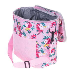 Geanta termoizolanta pentru picnic sau plaja, capacitate 11l, culoare Roz cu flori-0
