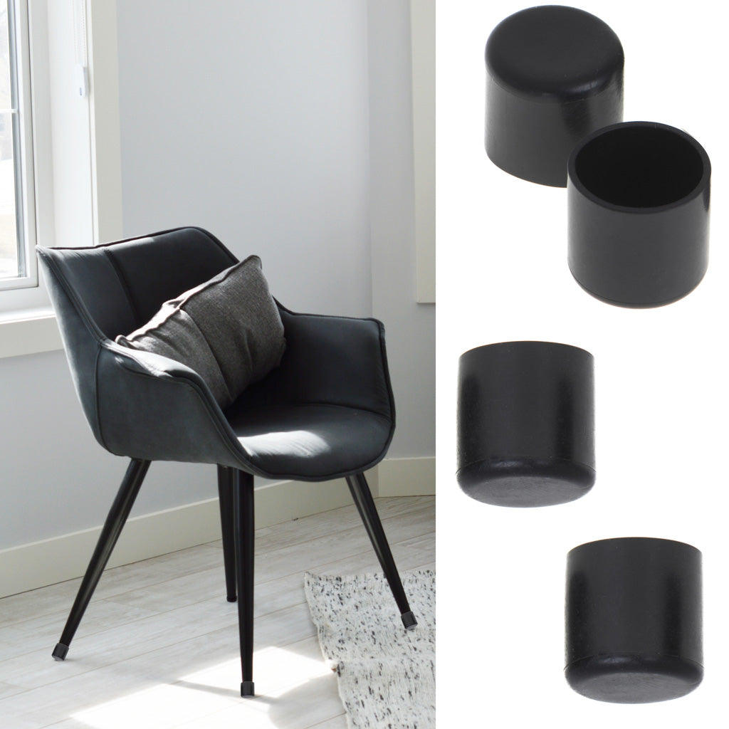 Set 4 buc. protectii anti-zgarieturi picioare scaun, diametru 22mm, culoare neagra-1