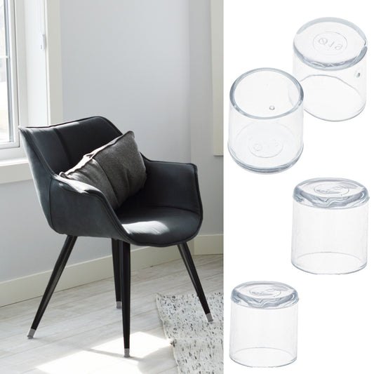 Set 4 buc. protectii anti-zgarieturi picioare scaun, diametru 19mm, culoare transparent-1