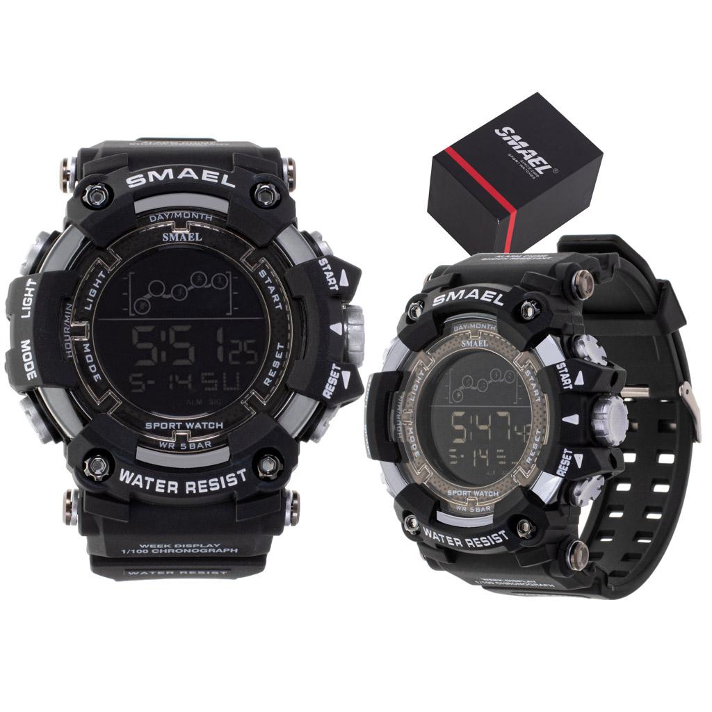 Ceas Militar pentru barbati, SMAEL, impermeabil, afisaj LED, culoare Negru-3