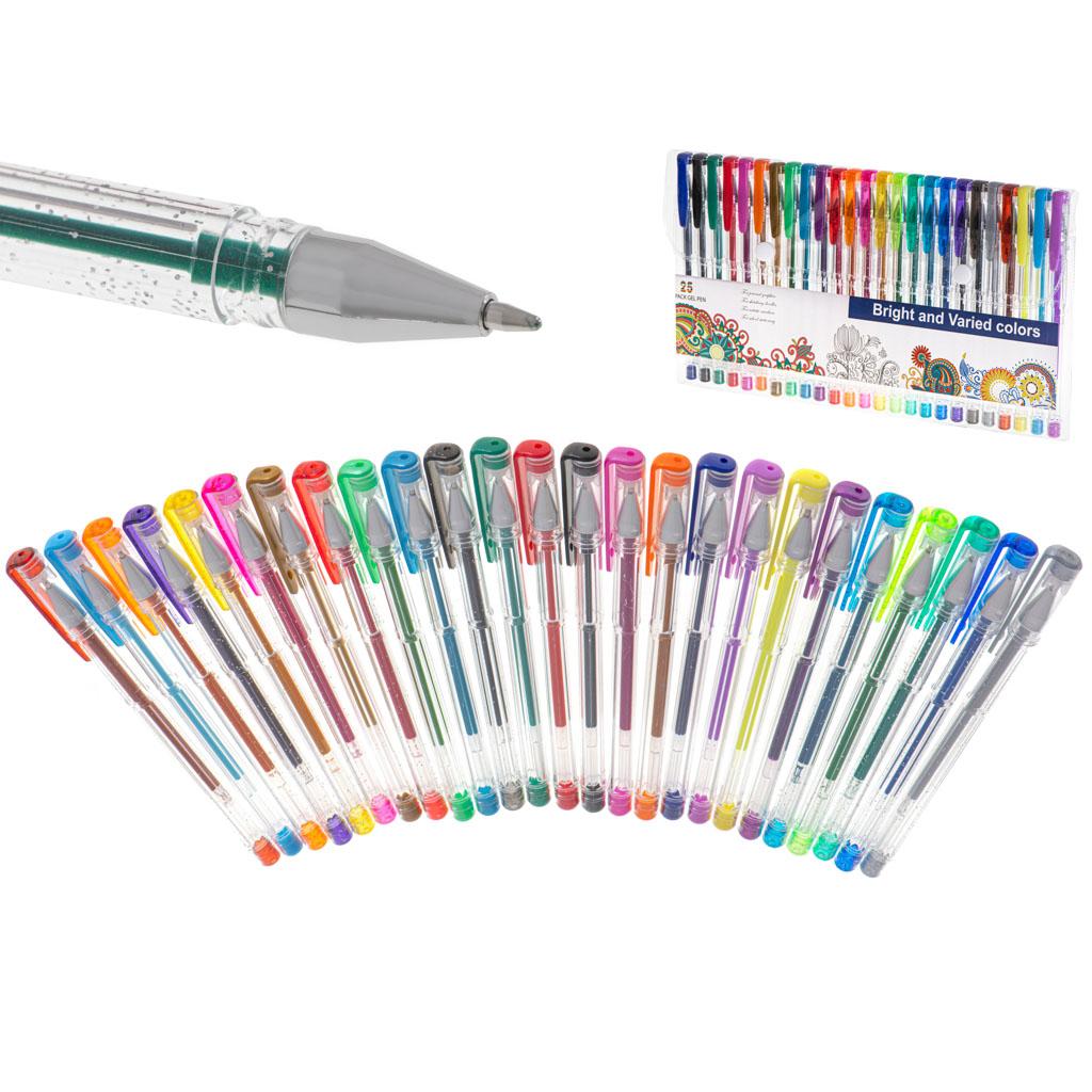 Set 25 piese, Pixuri cu gel multicolor cu sclipici (glitter)-0