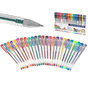 Set 25 piese, Pixuri cu gel multicolor cu sclipici (glitter)-0