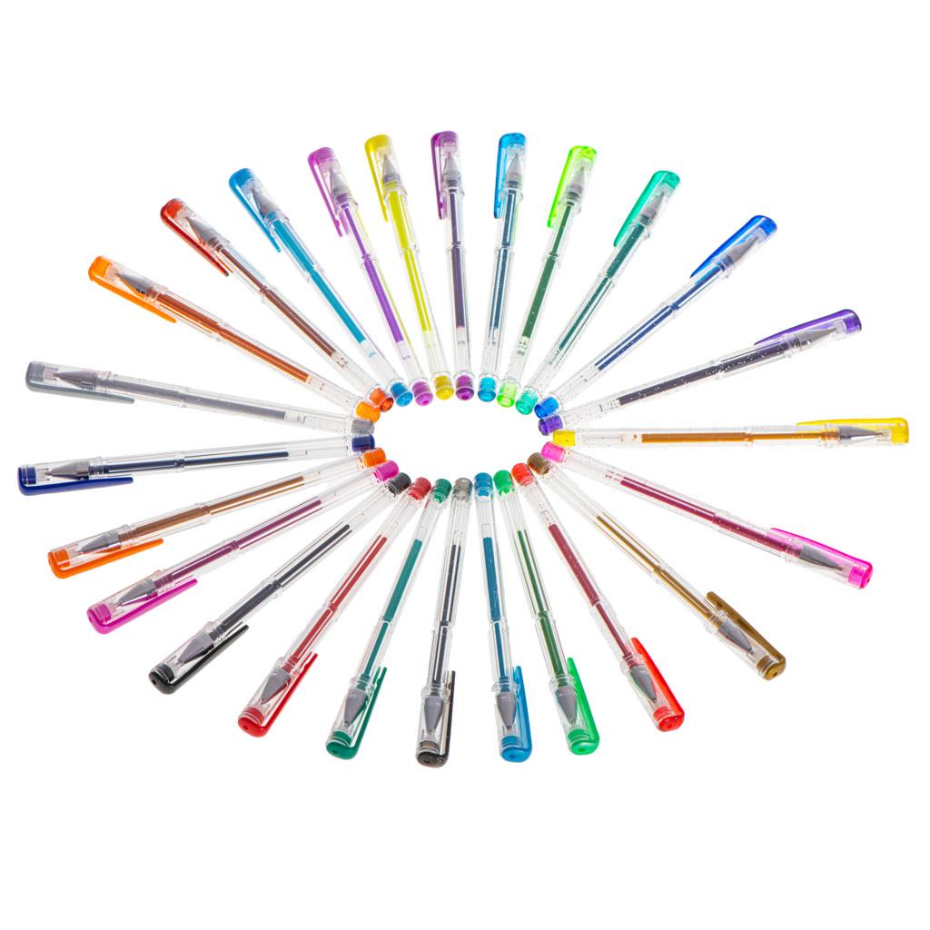 Set 25 piese, Pixuri cu gel multicolor cu sclipici (glitter)-4