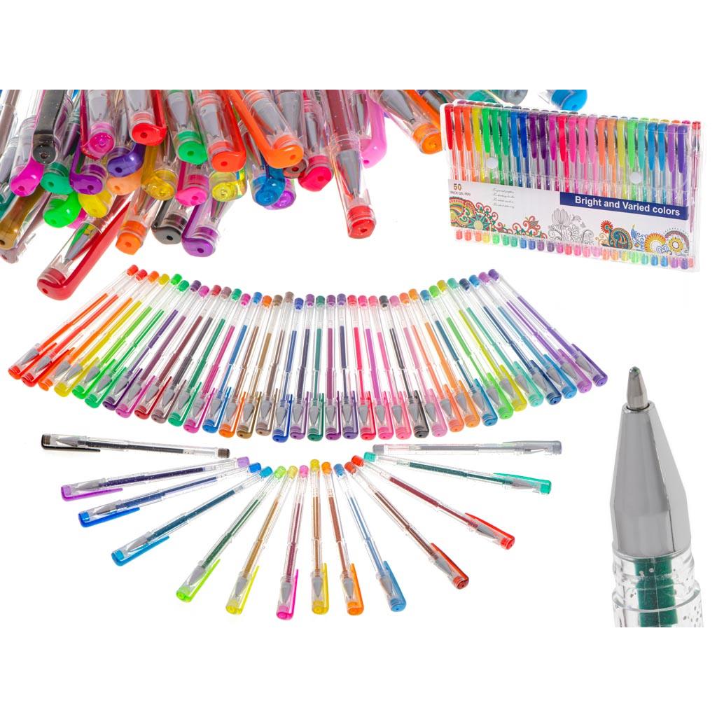 Set 50 piese, Pixuri cu gel multicolor cu sclipici (glitter)-0