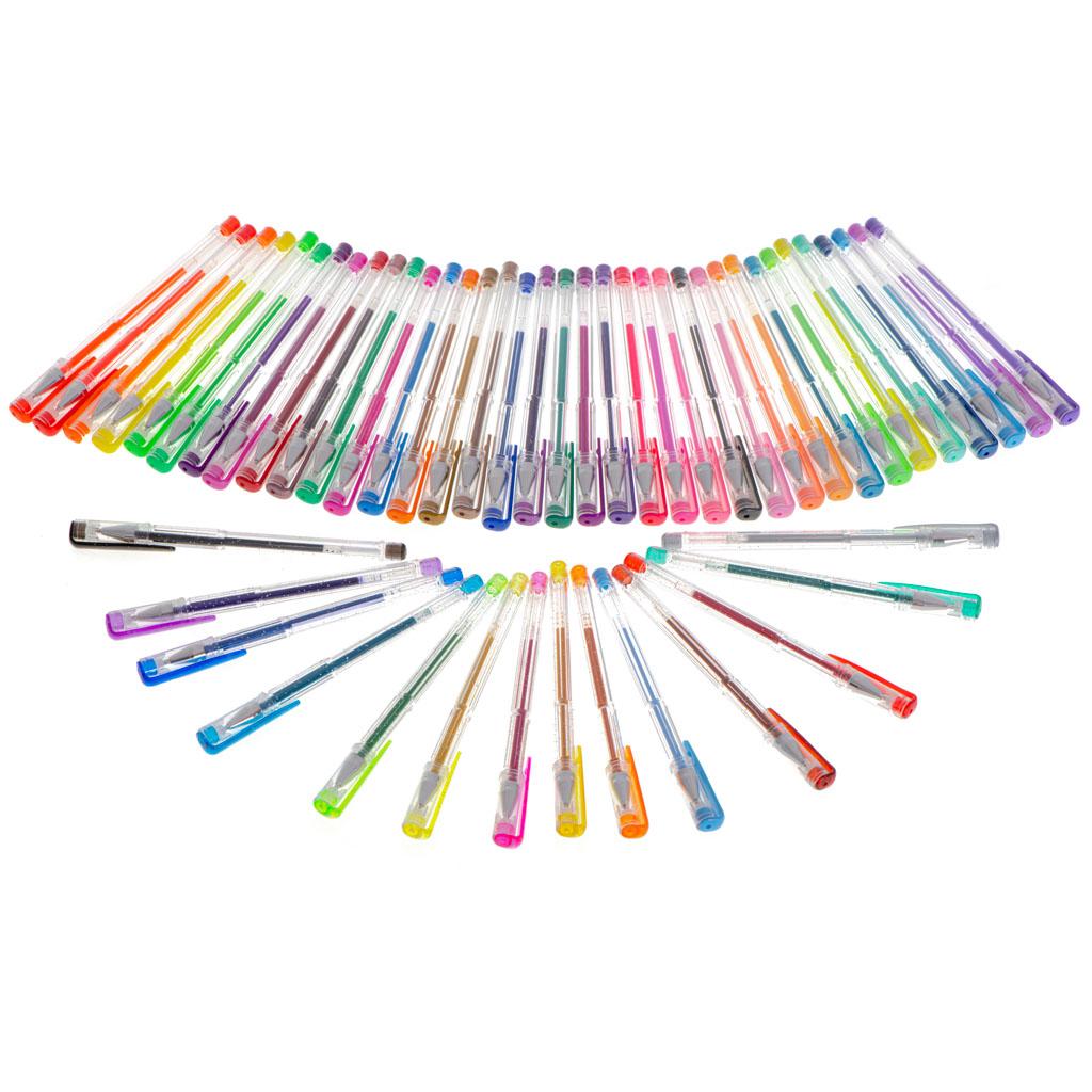 Set 50 piese, Pixuri cu gel multicolor cu sclipici (glitter)-2