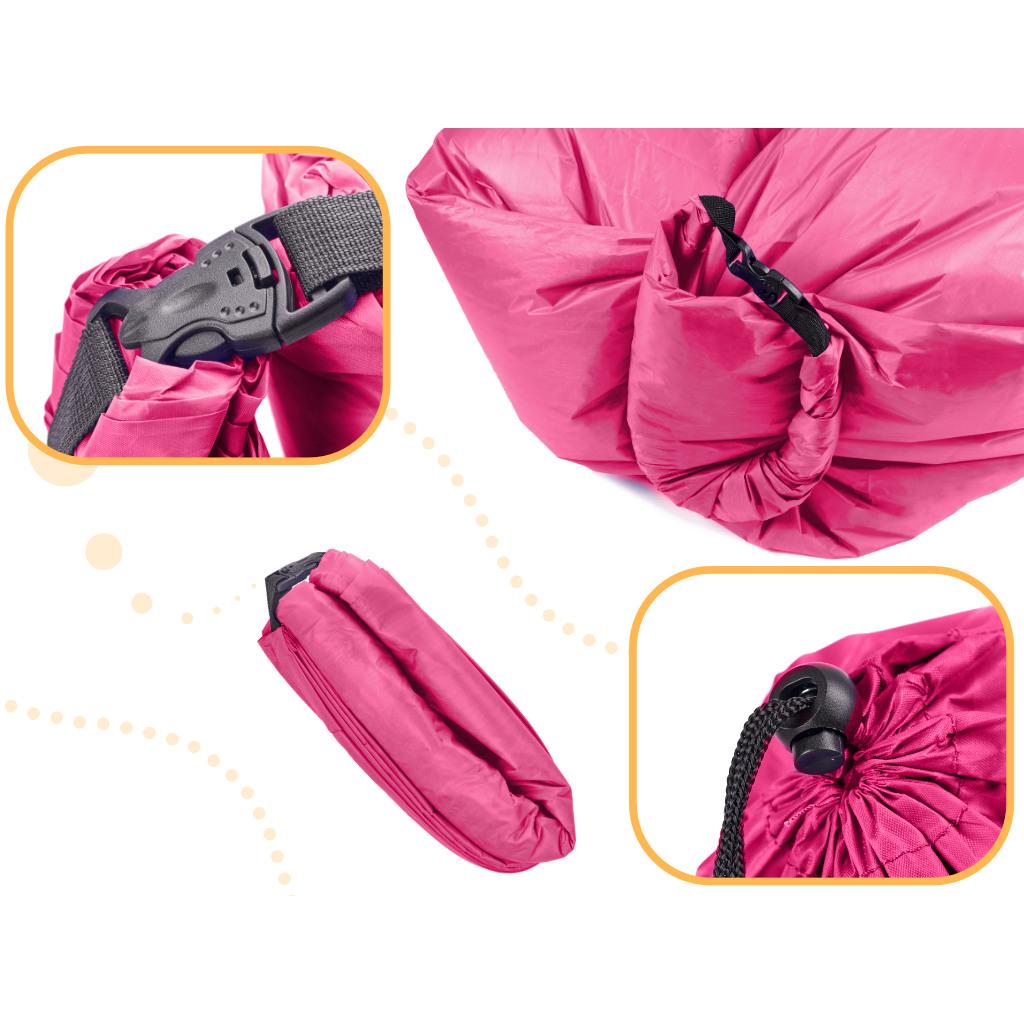 Saltea Autogonflabila "Lazy Bag" tip sezlong, 230 x 70cm, culoare Roz, pentru camping, plaja sau piscina-1