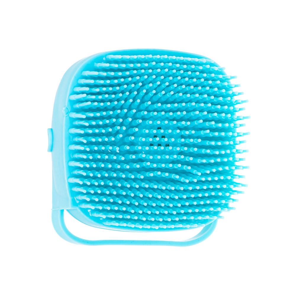 Perie din silicon cu dozator de sampon pentru spalare caini sau pisici, 7,5 x 7,5 cm, culoare albastra-4