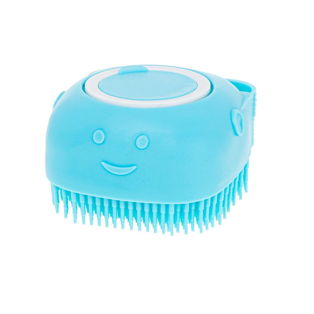 Perie din silicon cu dozator de sampon pentru spalare caini sau pisici, 7,5 x 7,5 cm, culoare albastra-6