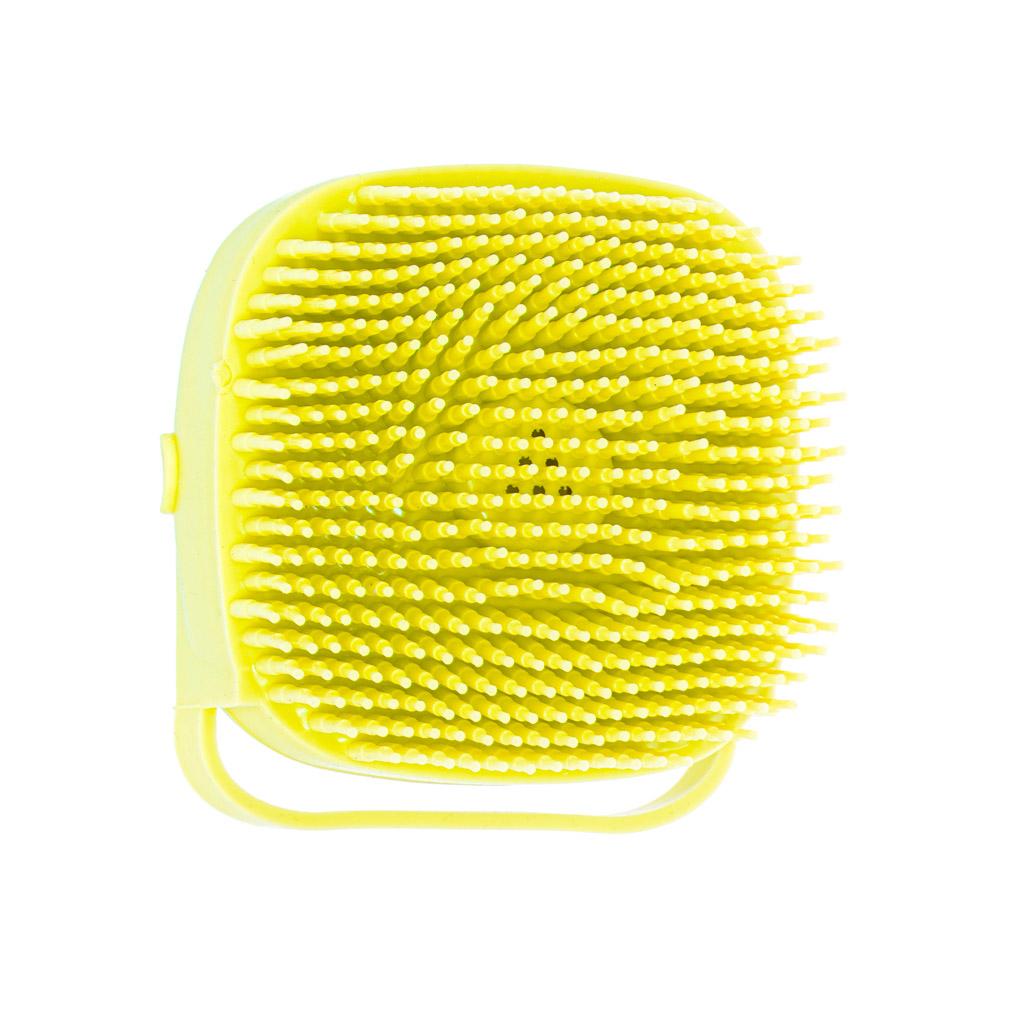 Perie din silicon cu dozator de sampon pentru spalare caini sau pisici, 7,5 x 7,5 cm, culoare galben-3