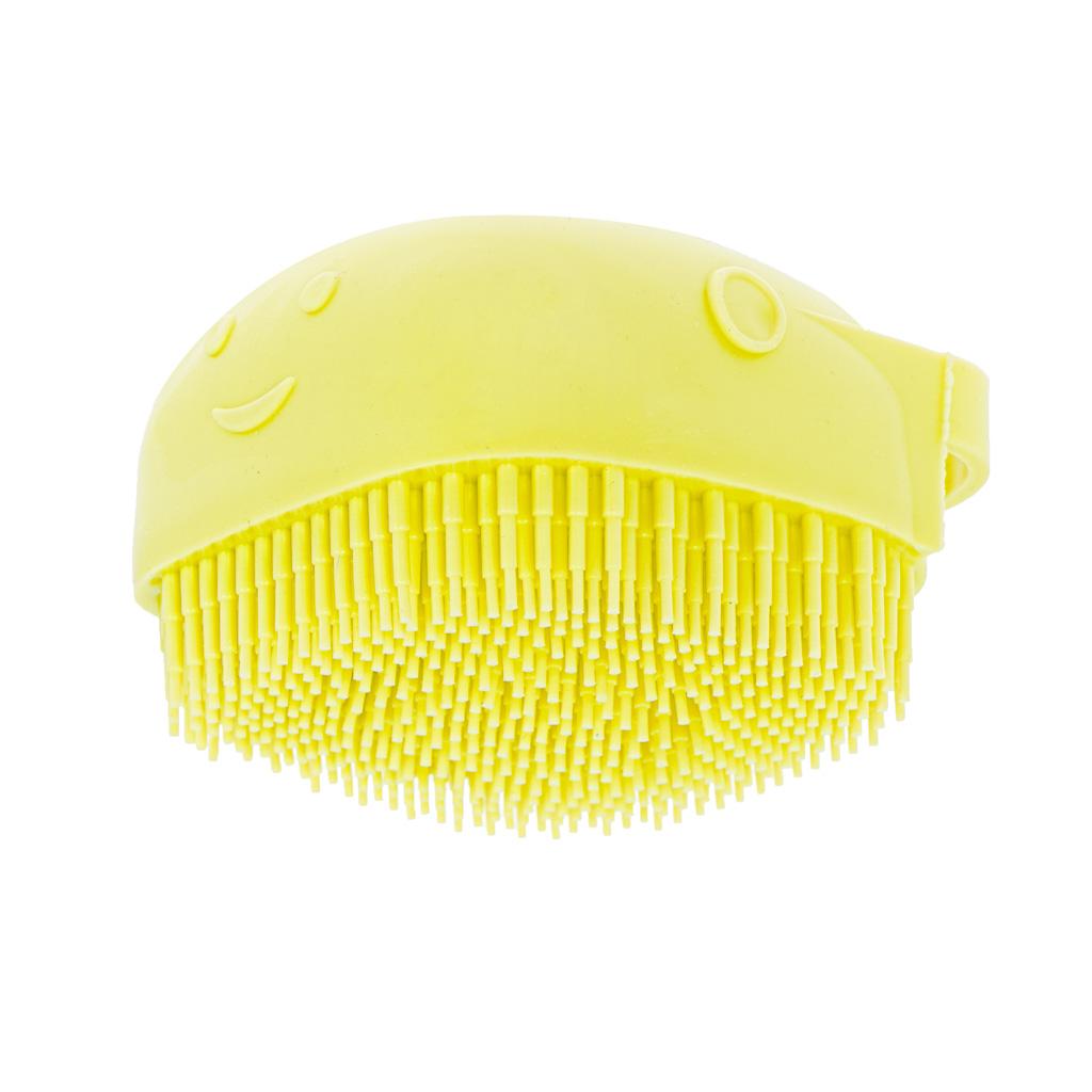 Perie din silicon cu dozator de sampon pentru spalare caini sau pisici, 7,5 x 7,5 cm, culoare galben-4