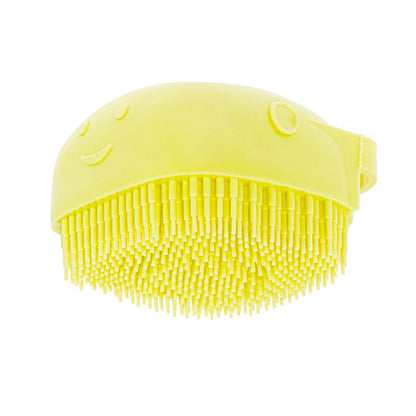 Perie din silicon cu dozator de sampon pentru spalare caini sau pisici, 7,5 x 7,5 cm, culoare galben-4