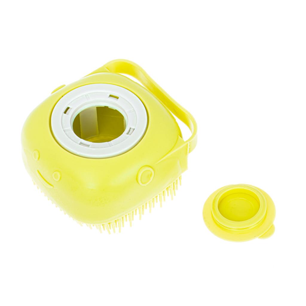 Perie din silicon cu dozator de sampon pentru spalare caini sau pisici, 7,5 x 7,5 cm, culoare galben-6