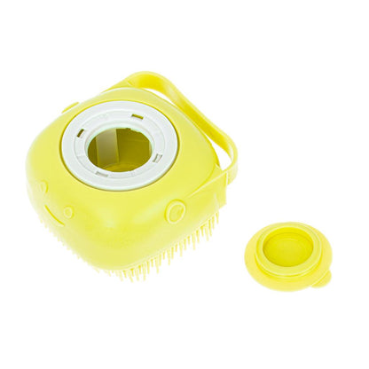 Perie din silicon cu dozator de sampon pentru spalare caini sau pisici, 7,5 x 7,5 cm, culoare galben-6