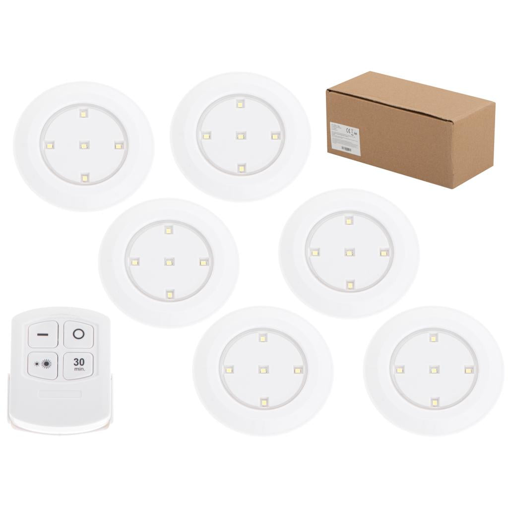 Set 6 Lampi LED Wireless, autoadezive, cu telecomanda, pentru iluminat scari sau mobilier-4
