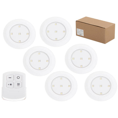Set 6 Lampi LED Wireless, autoadezive, cu telecomanda, pentru iluminat scari sau mobilier-4