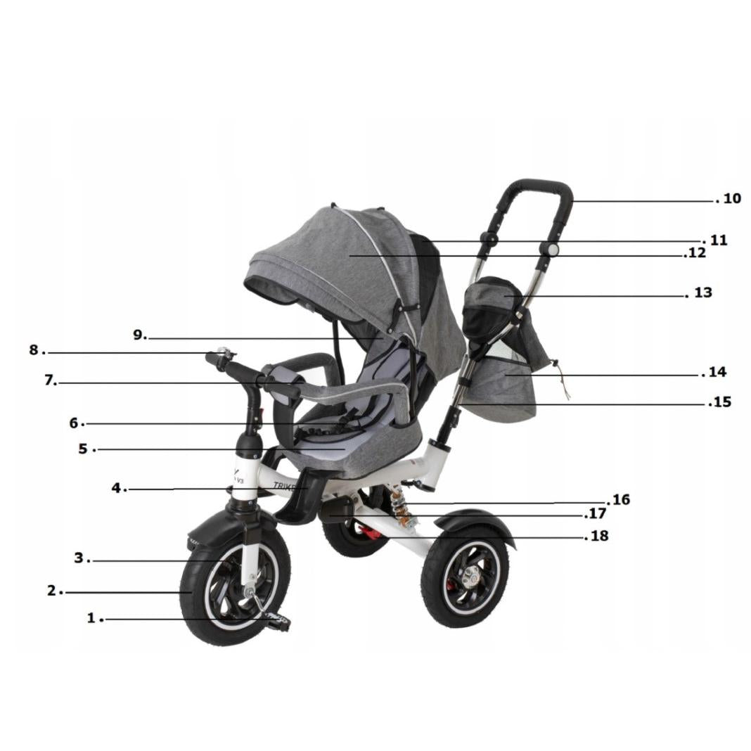 Tricicleta si Carucior pentru copii Premium TRIKE FIX V3 culoare Gri-28