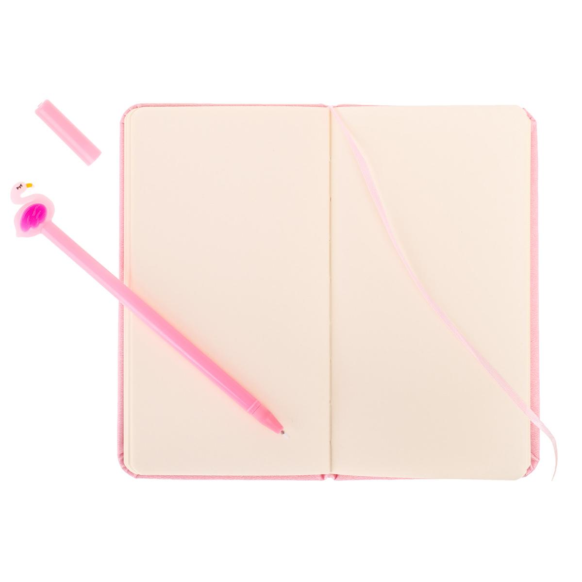 Set Cadou pentru Copii, Caiet cu Flamingo finisat cu piele ecologica + Pix cu Flamingo-3